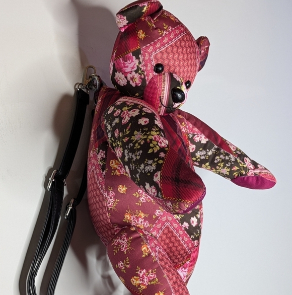 Delia\'s X Dolls Kill Pink Floral Patchwork Teddy Bear Backpack Purse main image 7